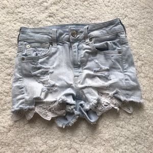 American Eagle Hi-Rise Shortie Lace Jean Shorts